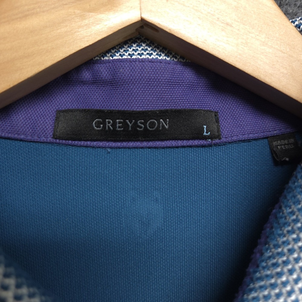 Greyson Shirt Mens Large Blue Performance Golf Casual Polo Short Sleeve Preppy - Picture 8 of 9